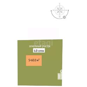 Дом 60м², 2-этажный, участок 6 сот.