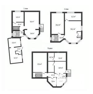 Дом 350м², 3-этажный, участок 3 сот.