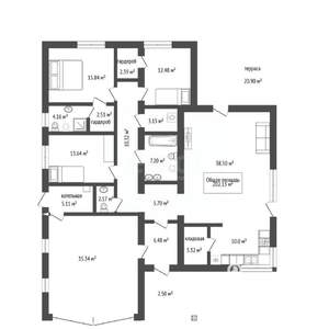 Дом 224м², 1-этажный, участок 8 сот.