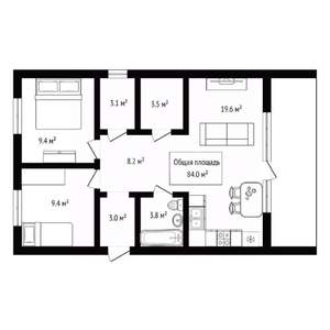 Дом 84м², 1-этажный, участок 8 сот.