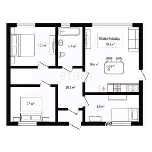 Дом 70м², 1-этажный, участок 12 сот.