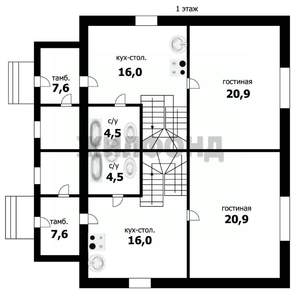 Таунхаус 93м², 2-этажный, участок 4 сот.  