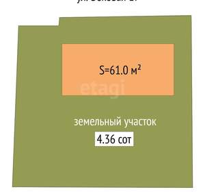 Дом 61м², 2-этажный, участок 4 сот.  