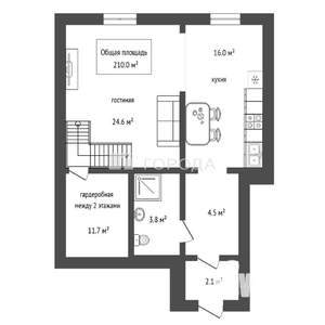 Дом 210м², 3-этажный, участок 3 сот.  
