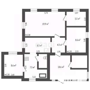 Дом 88м², 1-этажный, участок 6 сот.  