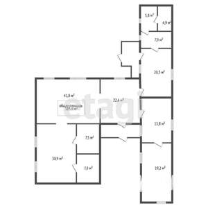 Дом 186м&sup2;, 1-этажный, участок 5 сот.  