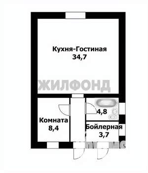 Дом 59м², 1-этажный, участок 8 сот.  