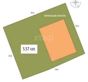 Дом 34м², 1-этажный, участок 6 сот.  