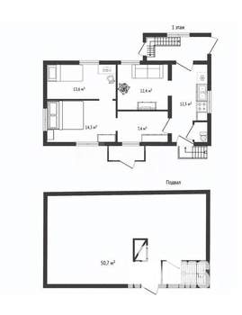 Дом 113м&sup2;, 2-этажный, участок 6 сот.  