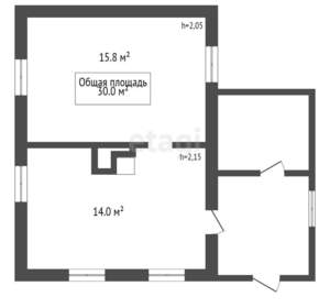 Дом 30м&sup2;, 1-этажный, участок 5 сот.  