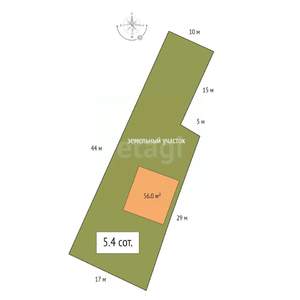 Дом 56м&sup2;, 2-этажный, участок 5 сот.  