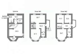 Дом 182м², 3-этажный, участок 6 сот.  