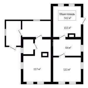 Дом 54м², 1-этажный, участок 8 сот.  