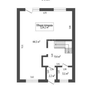 Дом 124м², 2-этажный, участок 6 сот.  