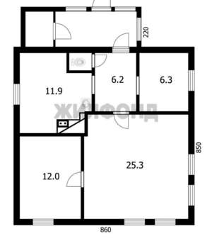Дом 63м&sup2;, 2-этажный, участок 5 сот.  