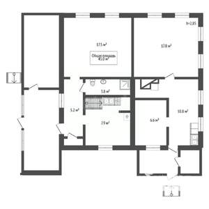 Дом 45м², 1-этажный, участок 6 сот.  