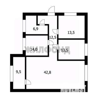 Дом 129м&sup2;, 1-этажный, участок 6 сот.  