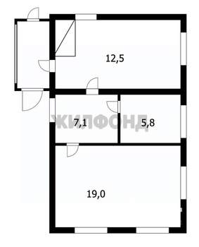 Дом 44м², 1-этажный, участок 5 сот.  