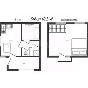 Дом 63м&sup2;, 2-этажный, участок 9 сот.  