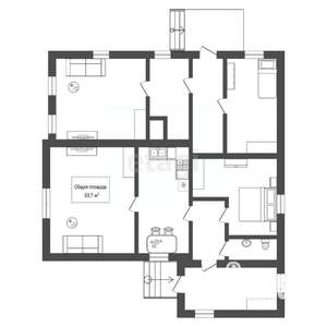 Дом 89м&sup2;, 1-этажный, участок 5 сот.  