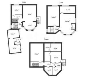 Дом 350м&sup2;, 3-этажный, участок 3 сот.  