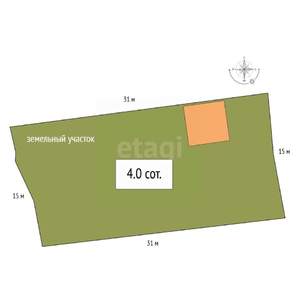 Дом 40м², 1-этажный, участок 4 сот.  