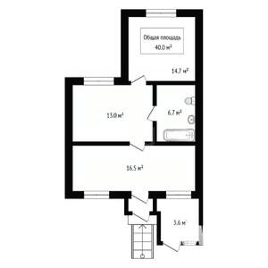 Дом 40м&sup2;, 1-этажный, участок 8 сот.  