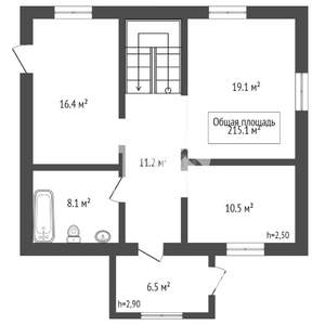 Дом 215м², 2-этажный, участок 6 сот.  