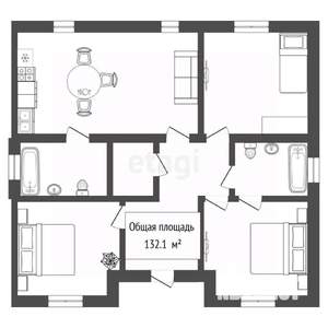 Дом 132м&sup2;, 1-этажный, участок 7 сот.  