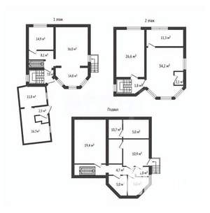 Дом 350м&sup2;, 3-этажный, участок 3 сот.  