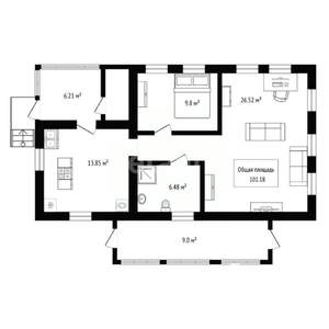 Дом 101м&sup2;, 2-этажный, участок 4 сот.  