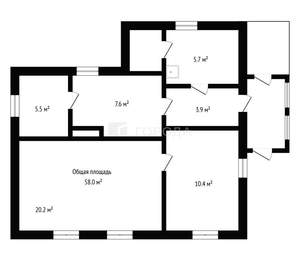 Дом 58м&sup2;, 1-этажный, участок 7 сот.  