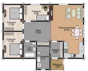 Дом 108м&sup2;, 1-этажный, участок 12 сот.  