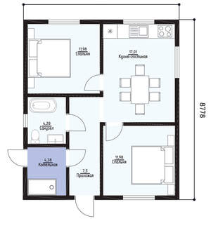 Дом 65м&sup2;, 1-этажный, участок 6 сот.  