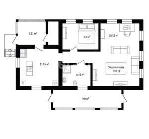 Дом 101м&sup2;, 2-этажный, участок 4 сот.  