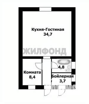 Дом 59м², 1-этажный, участок 8 сот.  