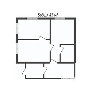 Дом 45м², 1-этажный, участок 7 сот.  