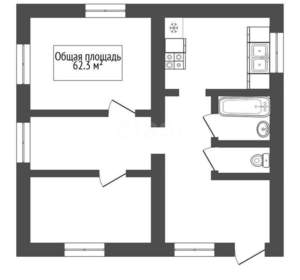 Дом 62м², 1-этажный, участок 4 сот.  