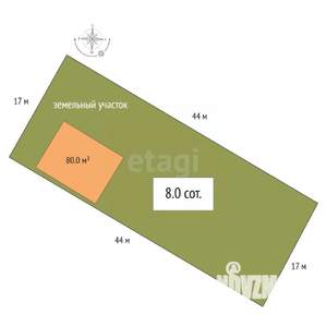 Дом 80м&sup2;, 3-этажный, участок 8 сот.  