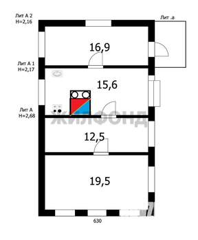 Дом 67м&sup2;, 1-этажный, участок 9 сот.  