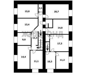 Дом 717м², 2-этажный, участок 6 сот.  