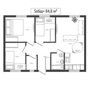 Дом 85м², 1-этажный, участок 6 сот.  