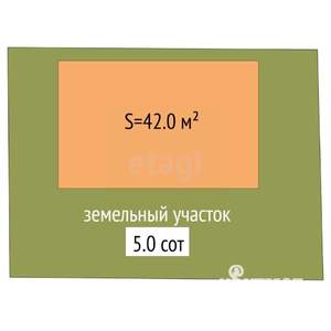 Дом 42м², 1-этажный, участок 5 сот.  
