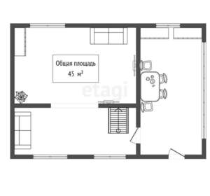 Дом 45м&sup2;, 2-этажный, участок 5 сот.  