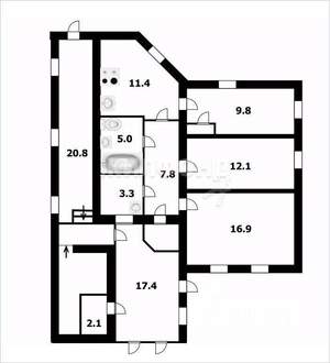 Дом 107м², 1-этажный, участок 5 сот.  