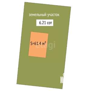 Дом 61м², 1-этажный, участок 6 сот.  