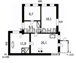 Дом 67м&sup2;, 1-этажный, участок 4 сот.  