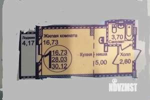 Студия квартира, на длительный срок, 27м2, 9/17 этаж