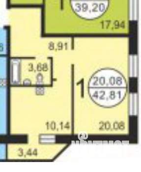 1-к квартира, на длительный срок, 43м2, 3/25 этаж