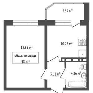 1-к квартира, на длительный срок, 39м2, 10/17 этаж